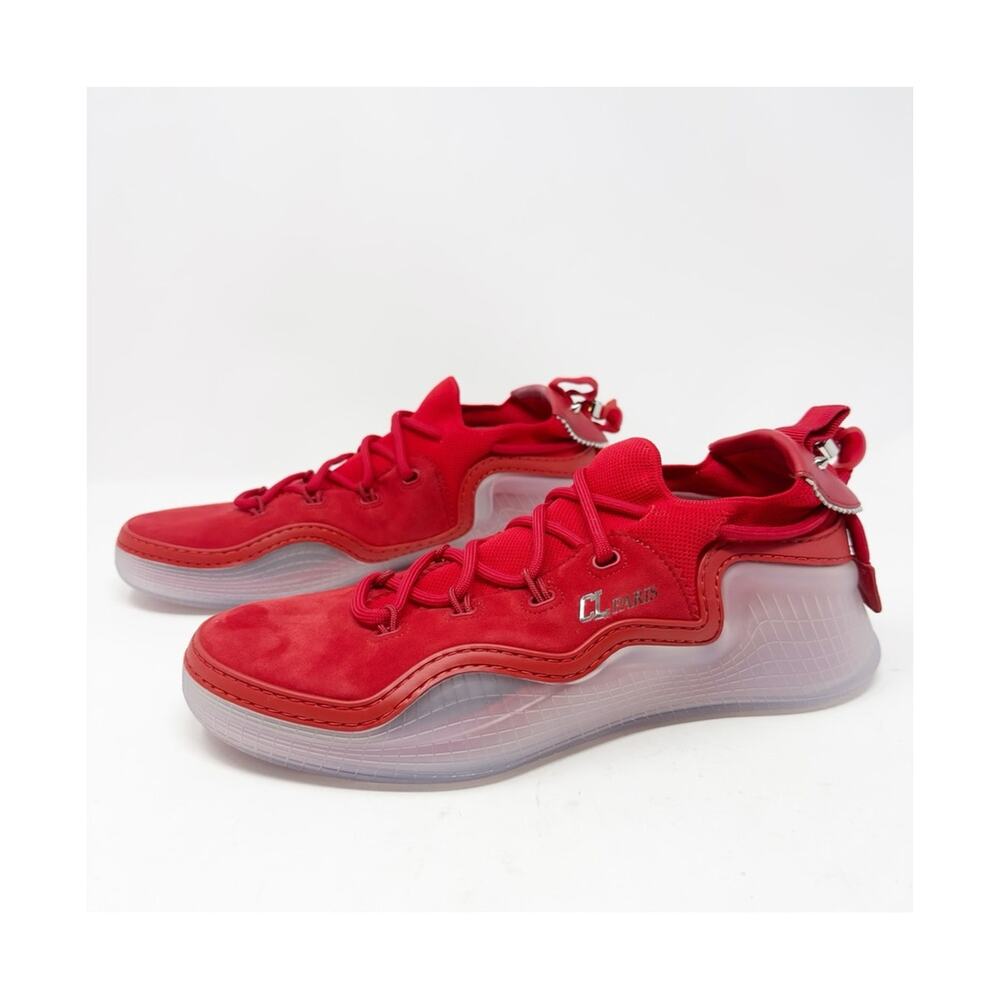 Christian Louboutin Arpoador Red Suede Mesh Sneakers Mens Size EU 43